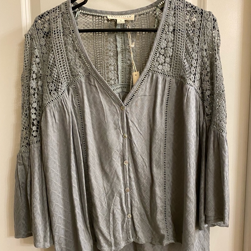 Sage boho top